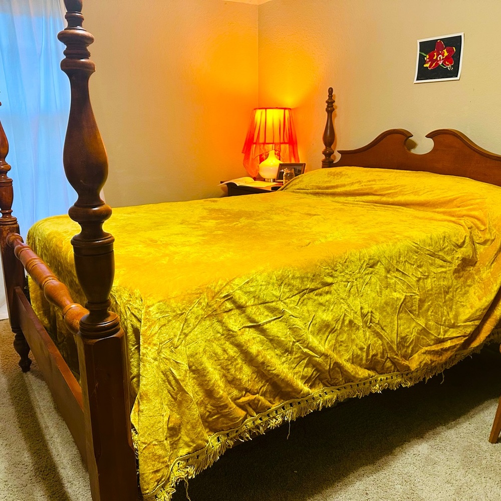 70’s Gold Velvet Bedspread